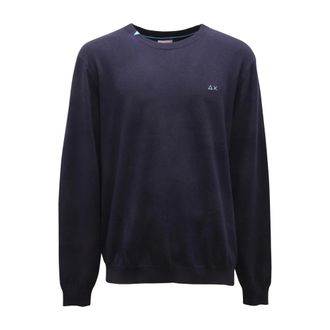 Sun 68 Jumper Basic L/S - male - Sun68 - Round-neck Knitwear - Blue - 2XL - Knitwear