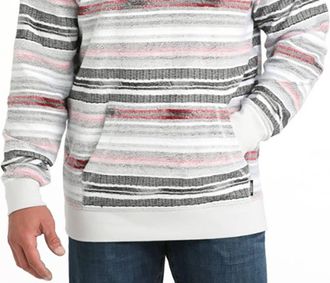 Cinch Mens Striped French Terry Hoodie In White Multi