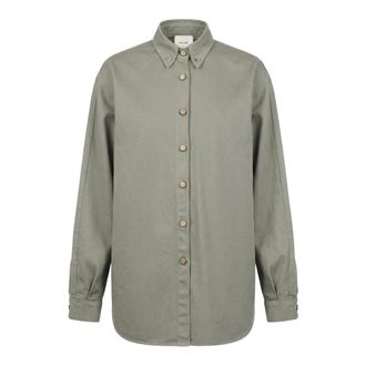 Alysi Shirts, female, Green, Size: XS Oversized Cotton Shirt