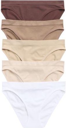 Yogalicious 5-Pack Seamless Cheeky Briefs in Neutral Multi at Nordstrom Rack, Size X-Large