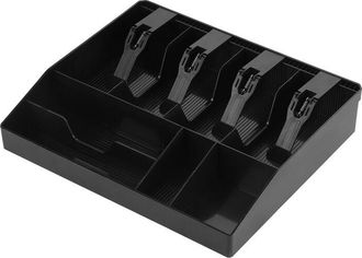 OEM Caja Registradora De 32 Cm X 27 Cm Con 4 Compartimentos Para Billetes Y 4 Para Monedas, Caja Organizadora De Efectivo (negra) A