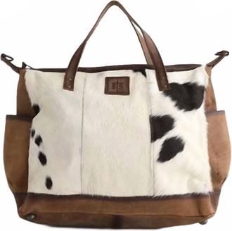 StS Ranchwear Womens Cowhide Diaper Bag In Brown/cream