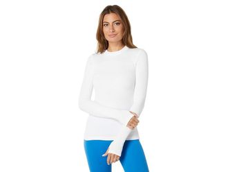SPLITS59 Louise Rib Long Sleeve Womens Clothing White : LG, Spandex/Tencel
