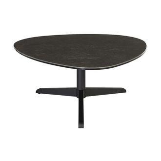 Miliboo Mesa Baja De Dise&ntilde;o En Cer&aacute;mica Negra Y Metal L84 Cm Lewa