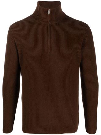 Dell'Oglio stand-collar half-zip jumper - men - Merino/Cashmere - 54 - Brown