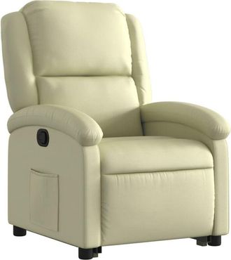 vidaXL Vidaxl - Sill&oacute;n Reclinable Elevable Cuero Aut&eacute;ntico Color Crema
