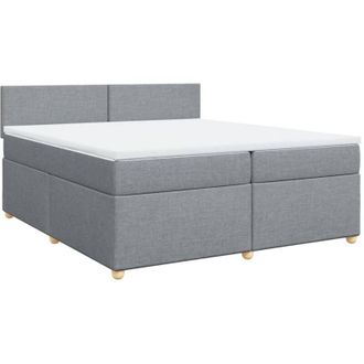 vidaXL Cama Box Spring Con Colch&oacute;n Tela Gris Claro 200x200 Cm Vidaxl