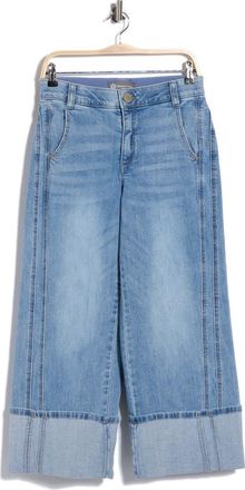 Democracy High Waisted Cuffed Crop Wide Leg Jeans in Light Blue Artisinal at Nordstrom Rack, Size 10P