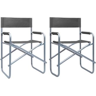 vidaXL Vidaxl - Directors Chairs 2 pcs Steel Grey