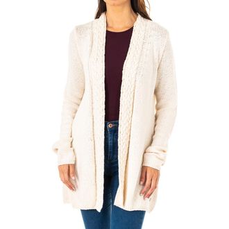 La Martina La Martina Womens long sleeve thick cable knit cardigan LWS008 - Beige Cotton - Size X-Large