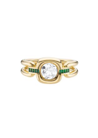 V by Laura Vann V BY Laura Vann Gaia 18kt Gold Vermeil Ring - Green - N (UK N / US 6.75)
