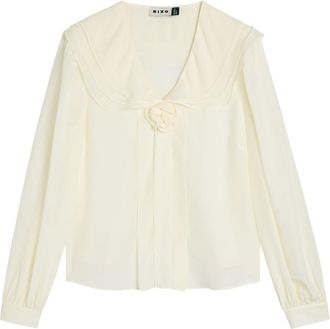 Rixo Rixo Emelin Floral-appliqu&eacute;d Silk Blouse - Ivory - 16 (UK 16 / XL)