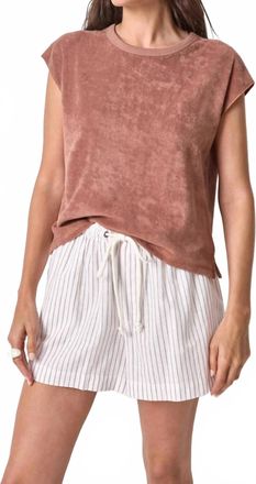 Lilla P Terry Boxy Sleeveless Top In Brown