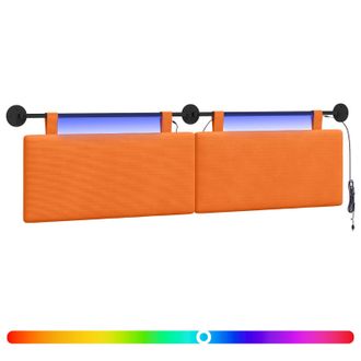 vidaXL Cabecero Colgante Con Luz Led Naranja Tela De Pana Vidaxl