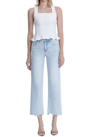 Flying Monkey Womens High Rise Slim Wide Comfort Jean In Light Wash
