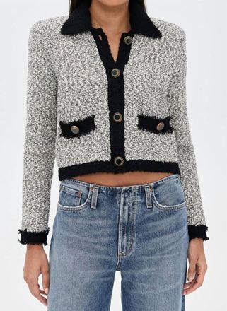 L'agence Arielle Collared Jacket In White/black