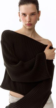 H&M Rib-knit Boat-neck Jumper in Dark Green at Nordstrom, Size X-Small