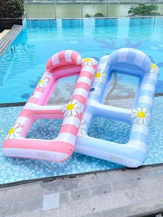 No Brand Juego De 2 Tumbonas Hinchables Para Agua (rosa Y Azul, 150&times;80 Cm) - Con Estampado De Manzanilla, Red Refrescante Y Reposacabezas, Ideales Para Piscina