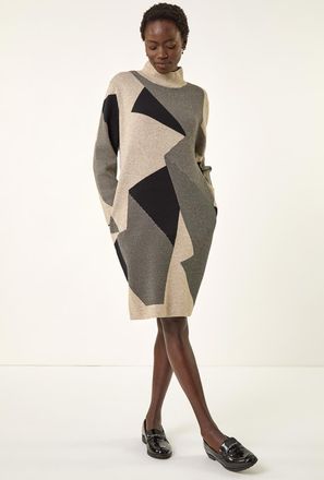 Roman Geometric Knit Jumper Dress
