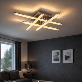 Globo Lighting Lampada Da Soffitto Lampada Da Sala Da Pranzo Lampada Da Soggiorno Lampada Di Design, Metallo Cromato Opaco, 1x Led 6w 390lm Bianco Caldo, Lxlxh 55x55