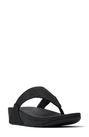 FitFlop Lulu Shimmerglitz Toe Post Sandal in Black at Nordstrom, Size 10