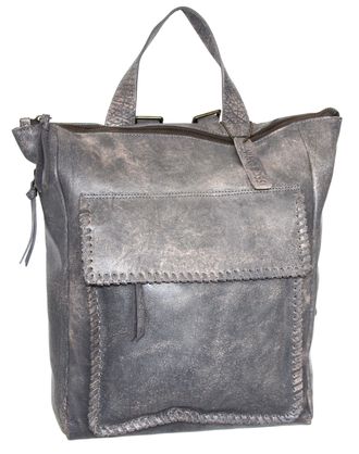 Nino Bossi Aviator Leather Backpack Purse in Grey