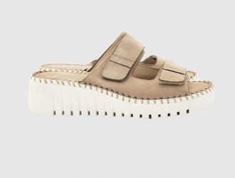 Eric Michael Womens Barcelona Slides In Beige