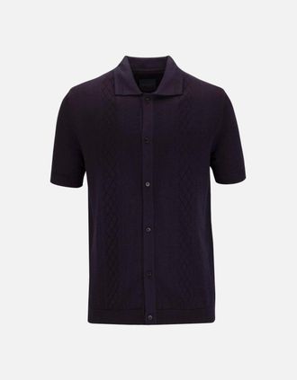Guide London Mens Guide London Short Sleeve Shirt Knitwear Shirt Navy - Size: 38/Regular