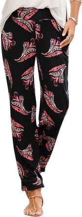 Generic Womens Straight Leg Loose Boho Pants Casual Elastic Waist Trousers Patterned High Waist Trousers Summer Holiday Comfy Pants Full Length Loose Fit Pock