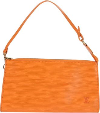 Louis Vuitton Pochette Accessoire Orange Leather Clutch Bag (Pre-Owned)