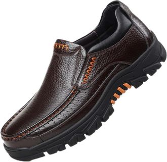 Generic QXDZSW Leather Shoes Men Loafers Soft Cowhide Mens Casual Shoes Male Footwear Black Brown Slip-on Thick Sole