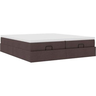 vidaXL Estructura Cama Otomana Colchones Tela Marr&oacute;n Oscuro 180x200cm Vidaxl