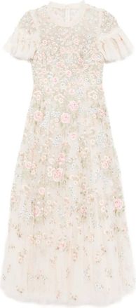 Needle & Thread Abito con ricamo a fiori - Toni neutri
