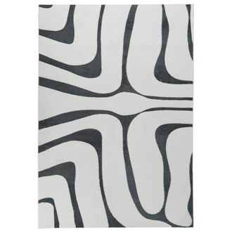 Beliani Alfombra Para Sal&oacute;n Estilo Moderno Forma Rectangular Jacquard 160 X 230 Cm Pelo Largo Gris/blanco Hartz