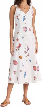 Ciao Lucia A Line Shell Print Midi Dress In White