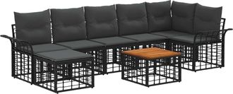 vidaXL Conjunto De Sof&aacute;s De Exterior 8 Uds. Negro Y Gris Oscuro Vidaxl
