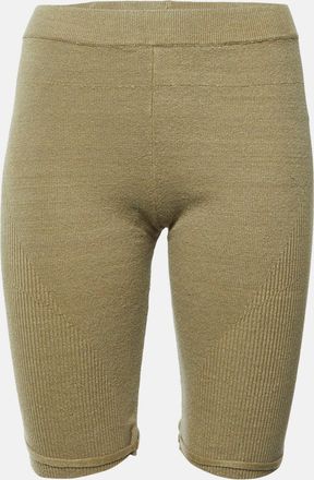 Jacquemus Green Rib Knit Buckle Detail Sierra Shorts