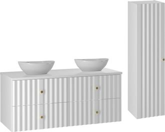 Petits Meubles Set de muebles lavabo y columna estratificado Blanco
