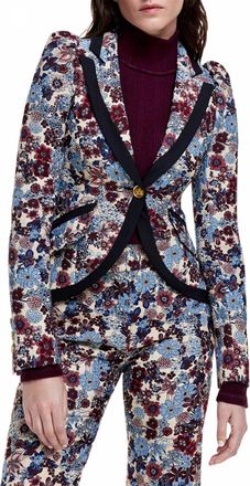 Smythe Taped Pouf Sleeve One Button Blazer In Plum