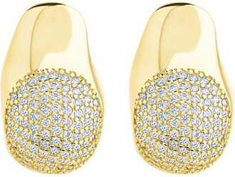 Sterling Forever 14K Gold Cz Wesley Statement Huggie Hoop Earrings