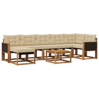 vidaXL Conjunto De Sof&aacute;s De Exterior Con Coj&iacute;n 8 Pcs Natural Y Beige Vidaxl
