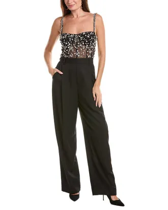 Oscar De La Renta Oscar De La Renta Bustier Silk-Lined Wool Jumpsuit