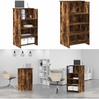 vidaXL Banco Reception Rovere Fumo 55x50x103,5 cm in Legno Multistrato - Bancone - Archiviazione