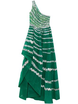 Saiid Kobeisy One Shoulder Asymmetric, Beaded Dress