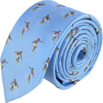 Trafalgar Store Raglan Surfing Novelty Silk Necktie in Light Blue at Nordstrom