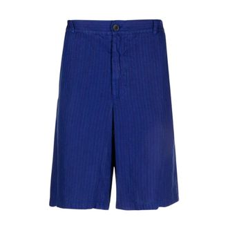 120% Lino Indigo Blue Linen Shorts