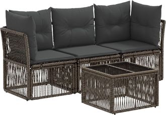 vidaXL Conjunto De Sof&aacute;s De Jard&iacute;n 4 Uds. Gris Rat&aacute;n Sint&eacute;tico Vidaxl