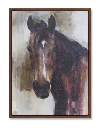Melrose International Wood Framed Horse Canvas Painting 31.5H - Brown, White, Beige