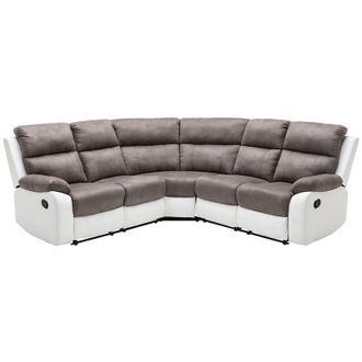 Vente-Unique Vente-unique - Divano angolare relax in Microfibra e Similpelle Grigio e Bianco - tolzano