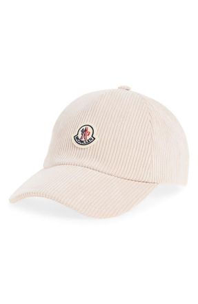 Moncler Logo Patch Corduroy Baseball Cap in Beige at Nordstrom